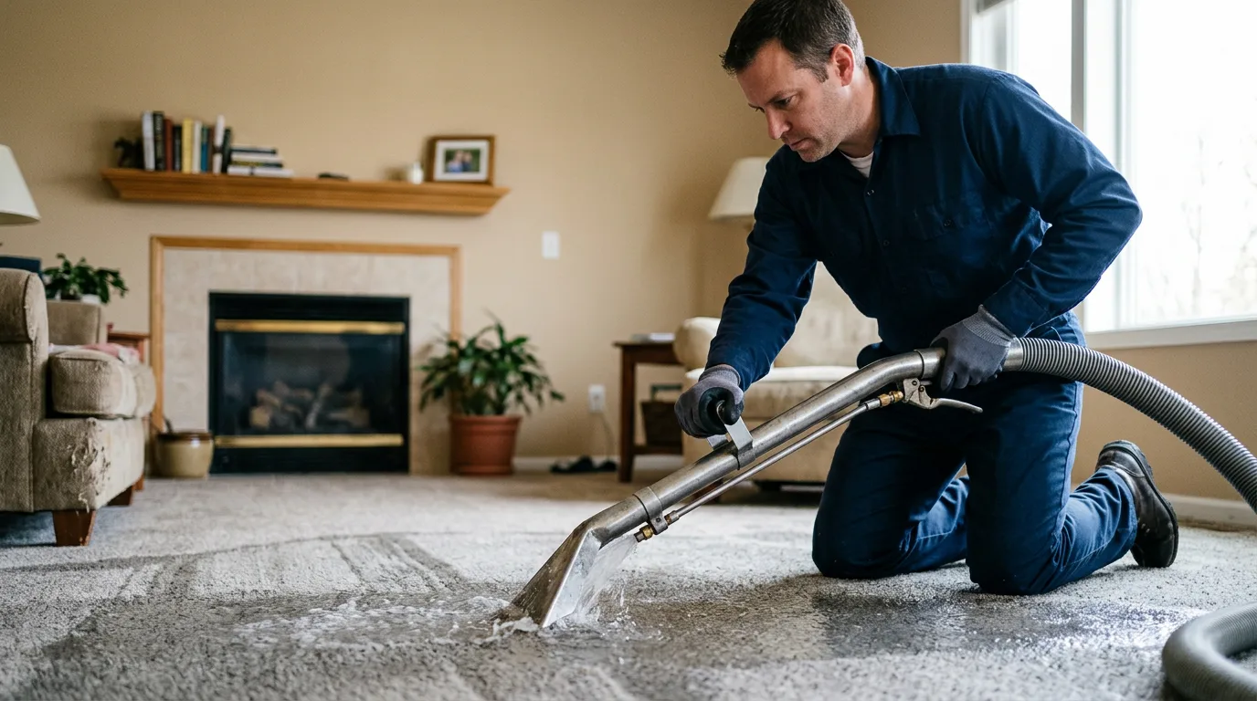 Water damage restoration technician working near Vanduser, MO